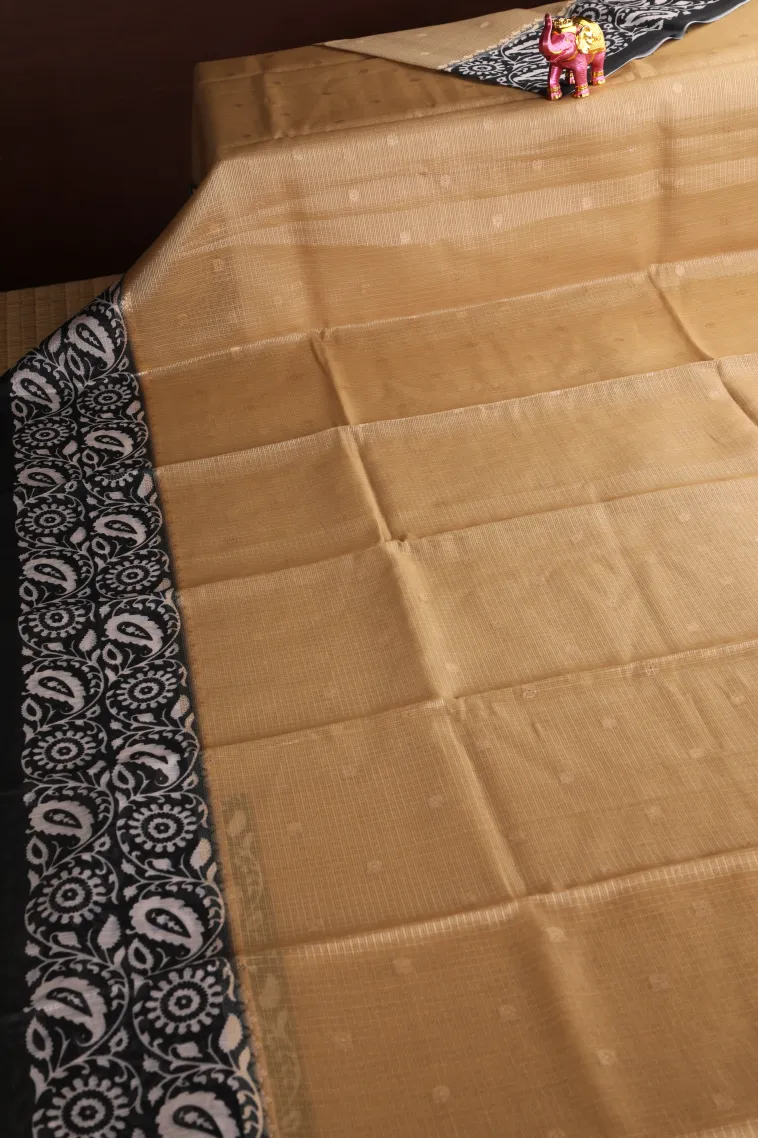 Oscar Gold Manipuri Cotton Sarees with Gold Zari Buttis (small Dots Or Motifs) view 2
