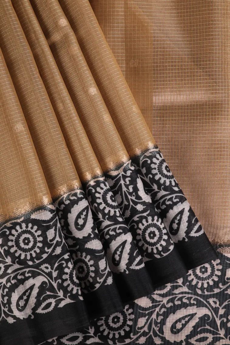 Oscar Gold Manipuri Cotton Sarees with Gold Zari Buttis (small Dots Or Motifs)