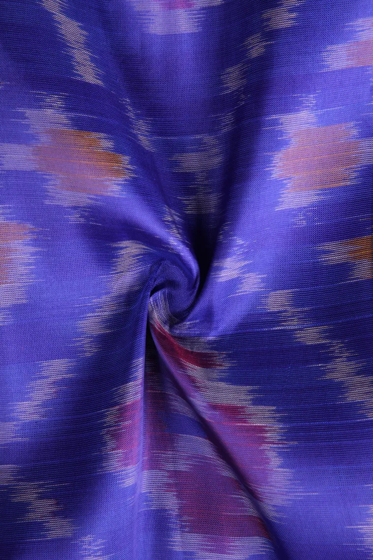 Admiral Blue Pochampalli Saree Without Zari With Floral Patterns view 4