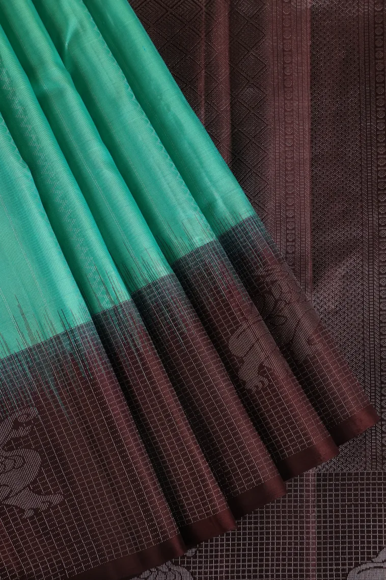 Teal Blue Soft Silk Saree with Silver Zari Straipes And Puttas