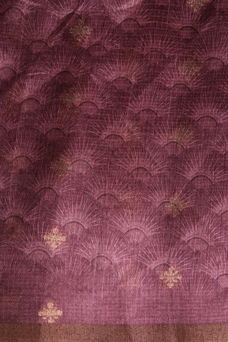 Crepe Pink Semi Tussar Silk Without Zari With Floral Patterns view 3