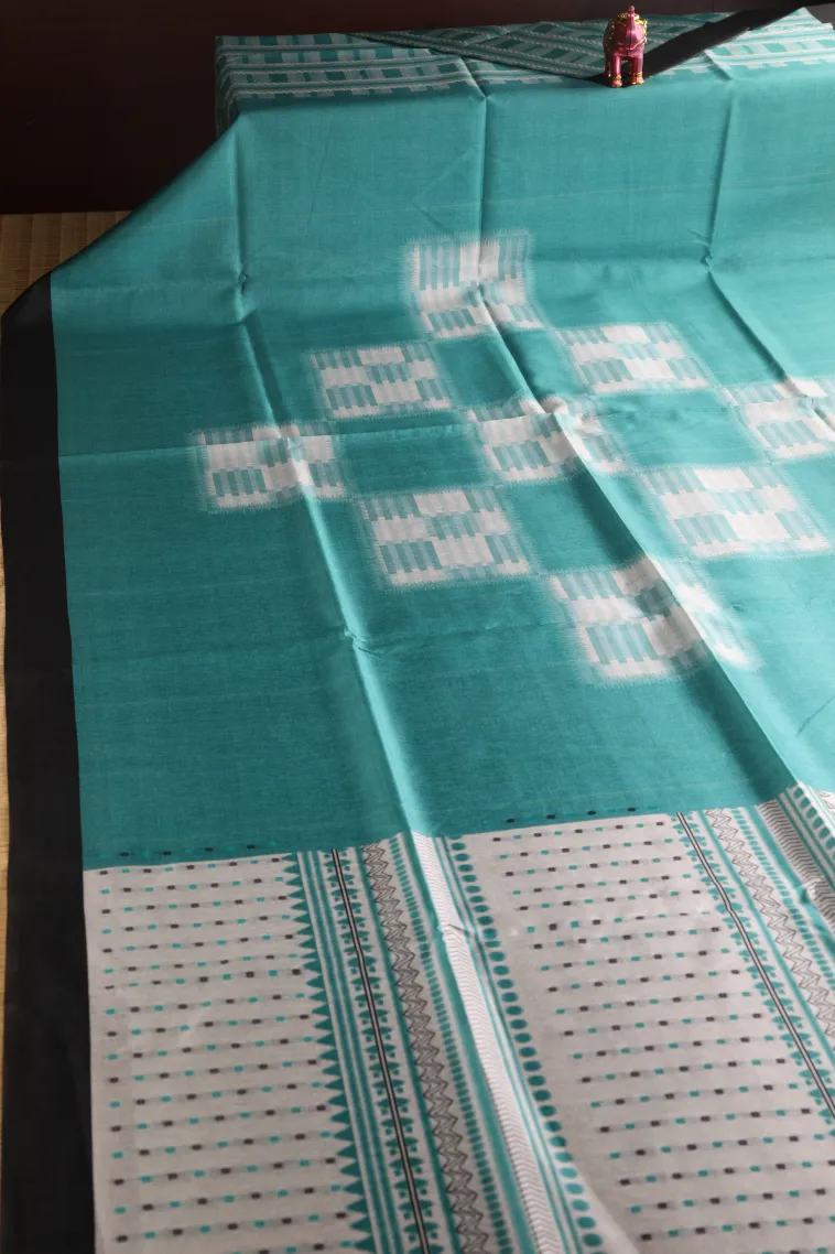 Arctic Blue Tussar Saree with Antic Zari Jamandery Pattern view 2