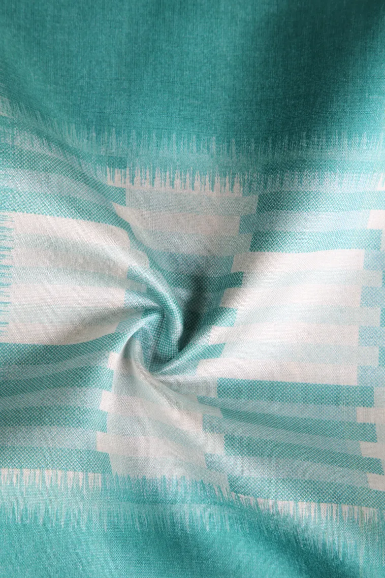 Arctic Blue Tussar Saree with Antic Zari Jamandery Pattern view 4
