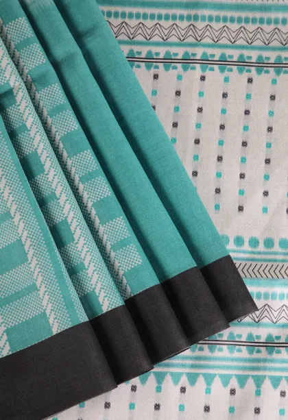 Arctic Blue Tussar Saree with Antic Zari Jamandery Pattern