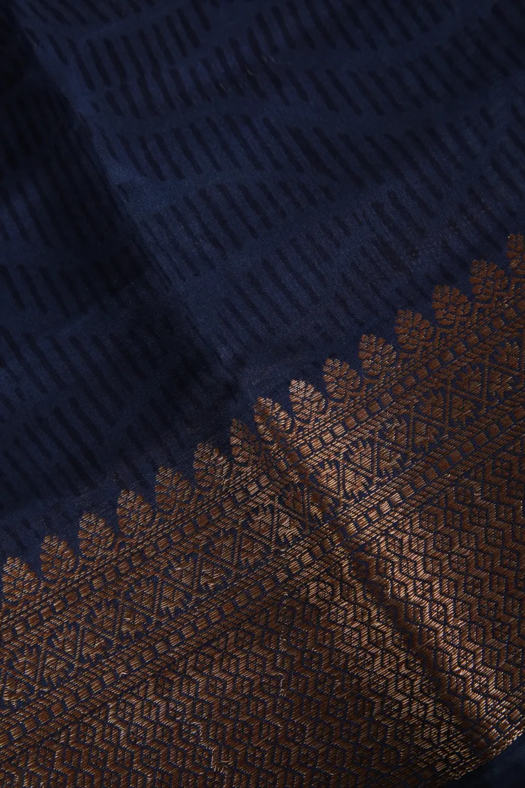Azure Blue Chanderi Cotton Sarees with Copper Zari Geometric Shapes view 3
