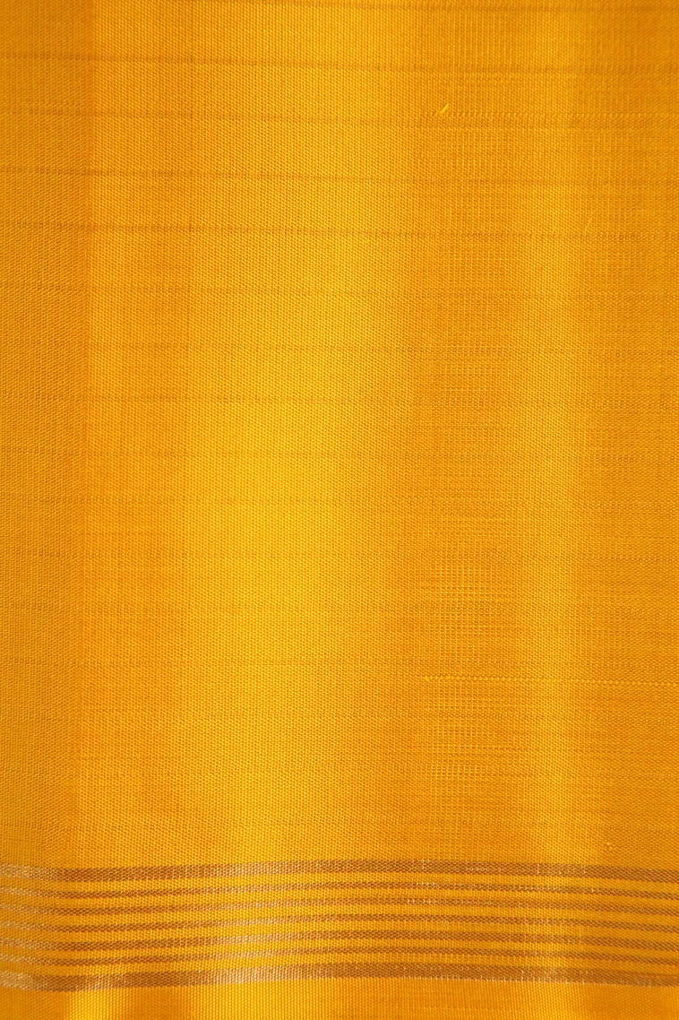 Lemon Yellow Soft Silk Saree with Gold Zari Checks view 3