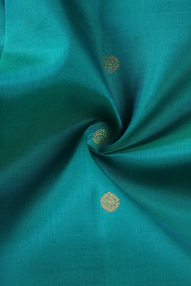 Cerulean Blue Soft Silk Saree with Gold Zari Rudhracham Mottif view 4