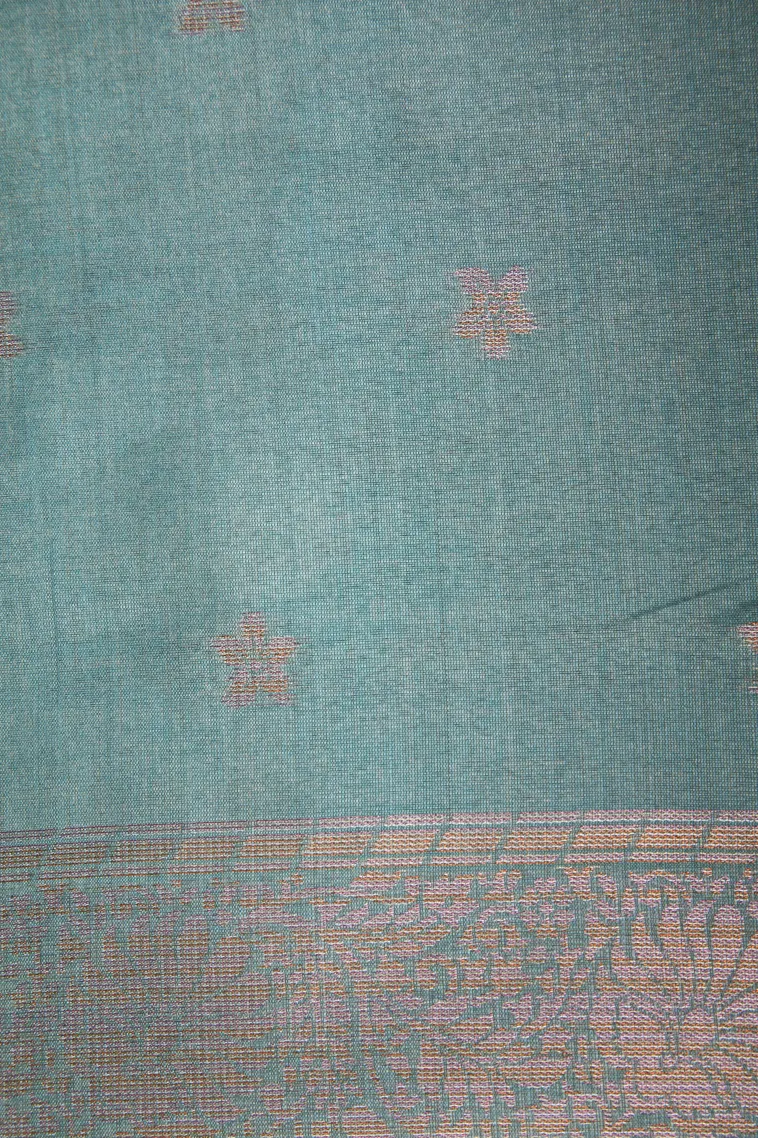 Sapphire Blue Tussar Saree with Antic Zari Kodi Pattern view 3