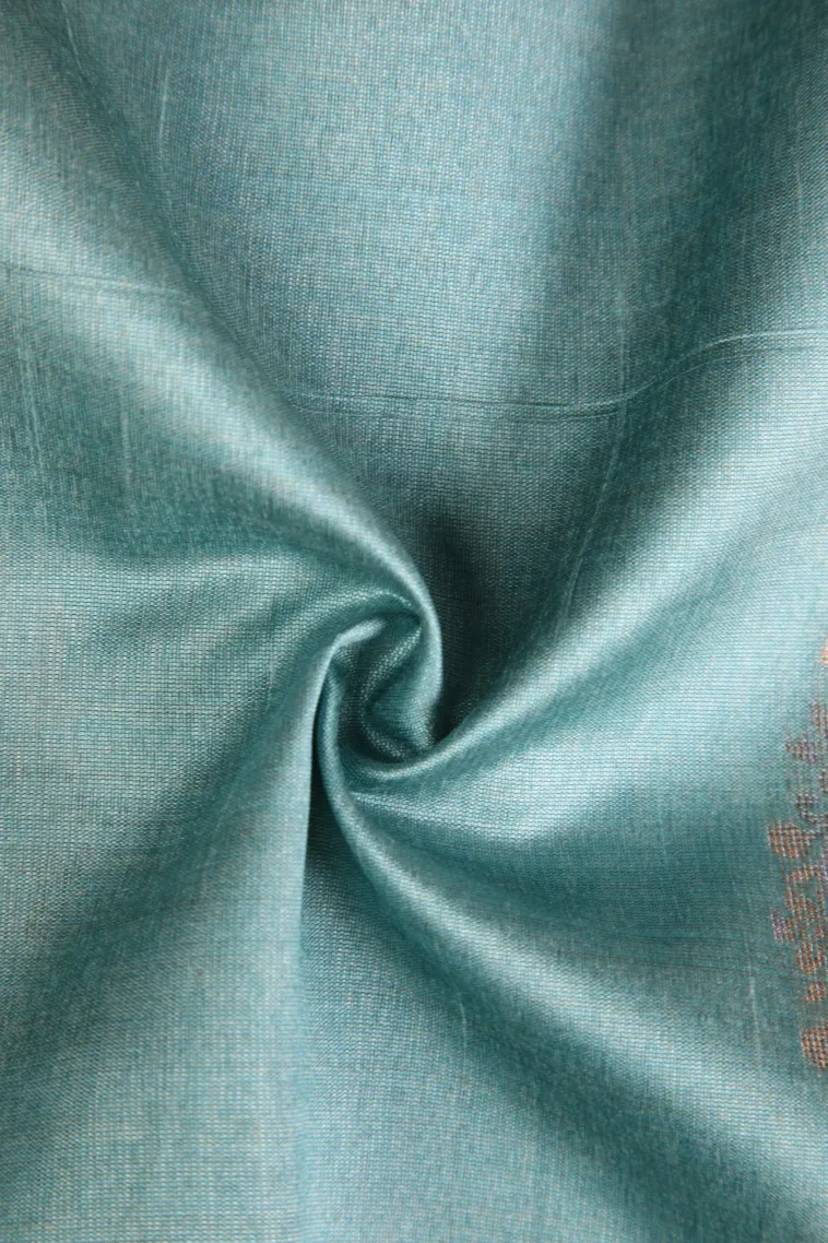 Sapphire Blue Tussar Saree with Antic Zari Kodi Pattern view 4