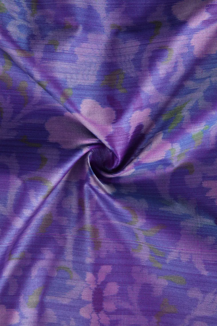 Navy Blue Soft Silk Sarees with Bronze Zari Floral Patterns view 4