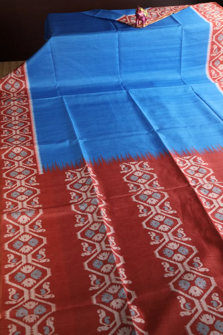 Daffane Blue Fancy Saree with Thread Zari Plain With Border view 2