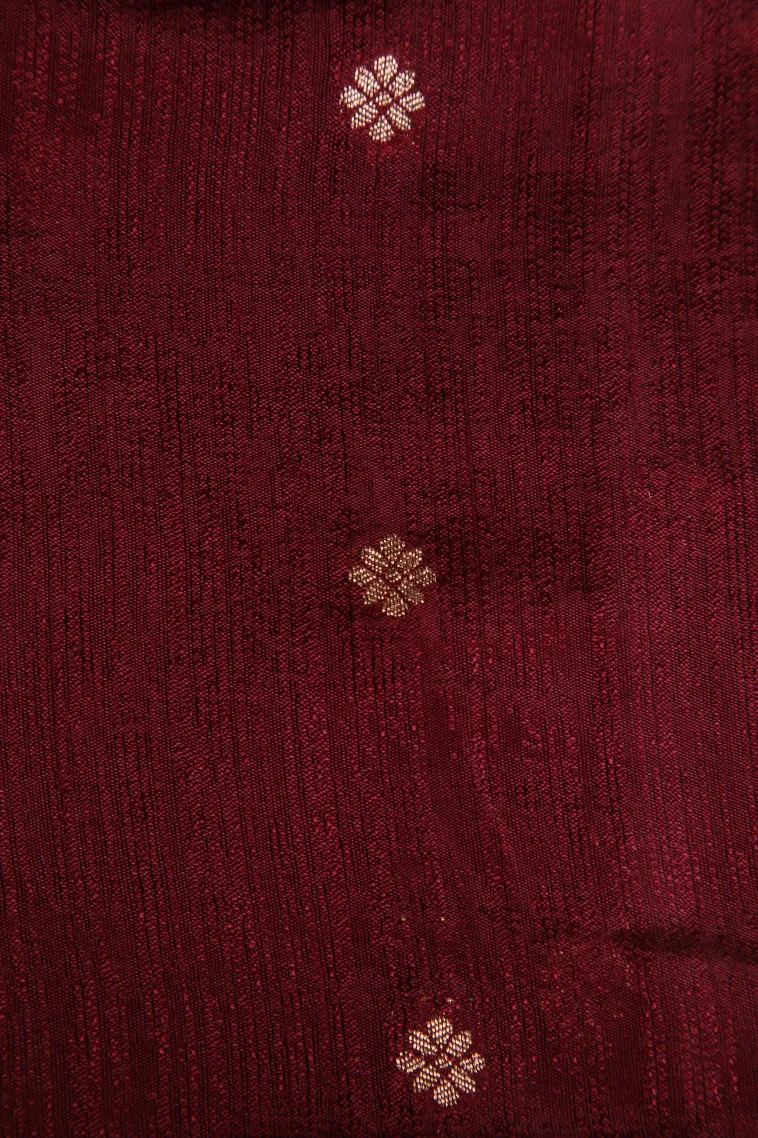 Jam Red Banaras Sarees with Gold Zari Animal Mottif view 3
