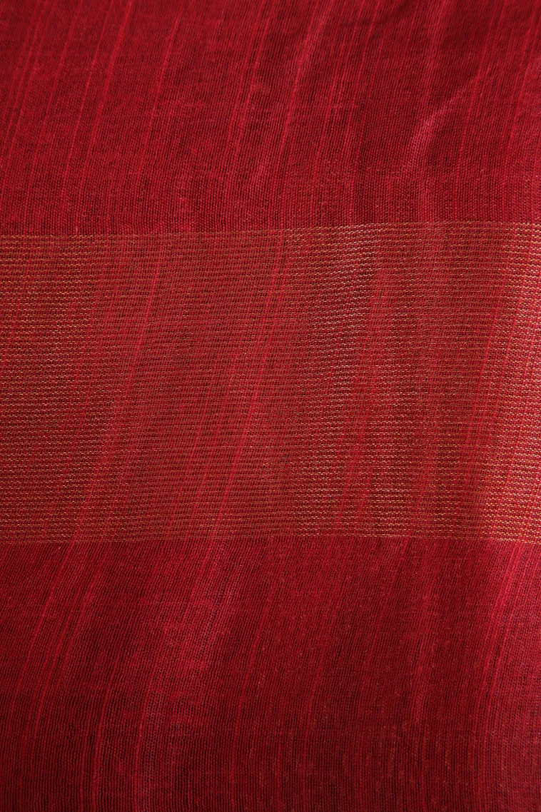 Asphalt Black Semi Tussar Silk with Gold Zari Stripes view 3