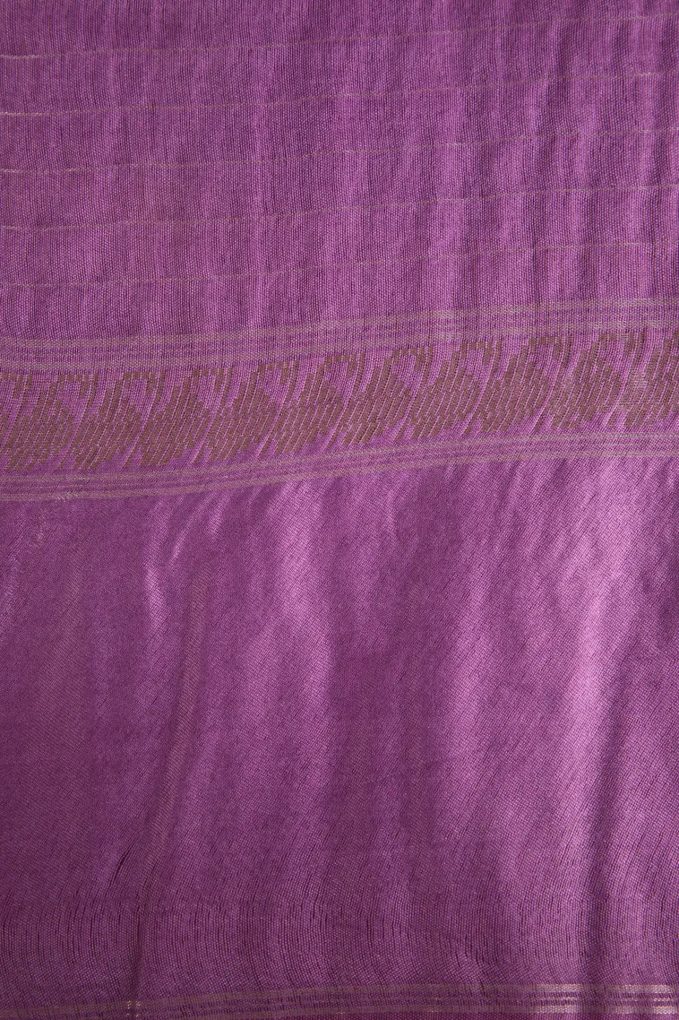 Indigo Blue Tussar Saree with Gold Zari Checks view 3