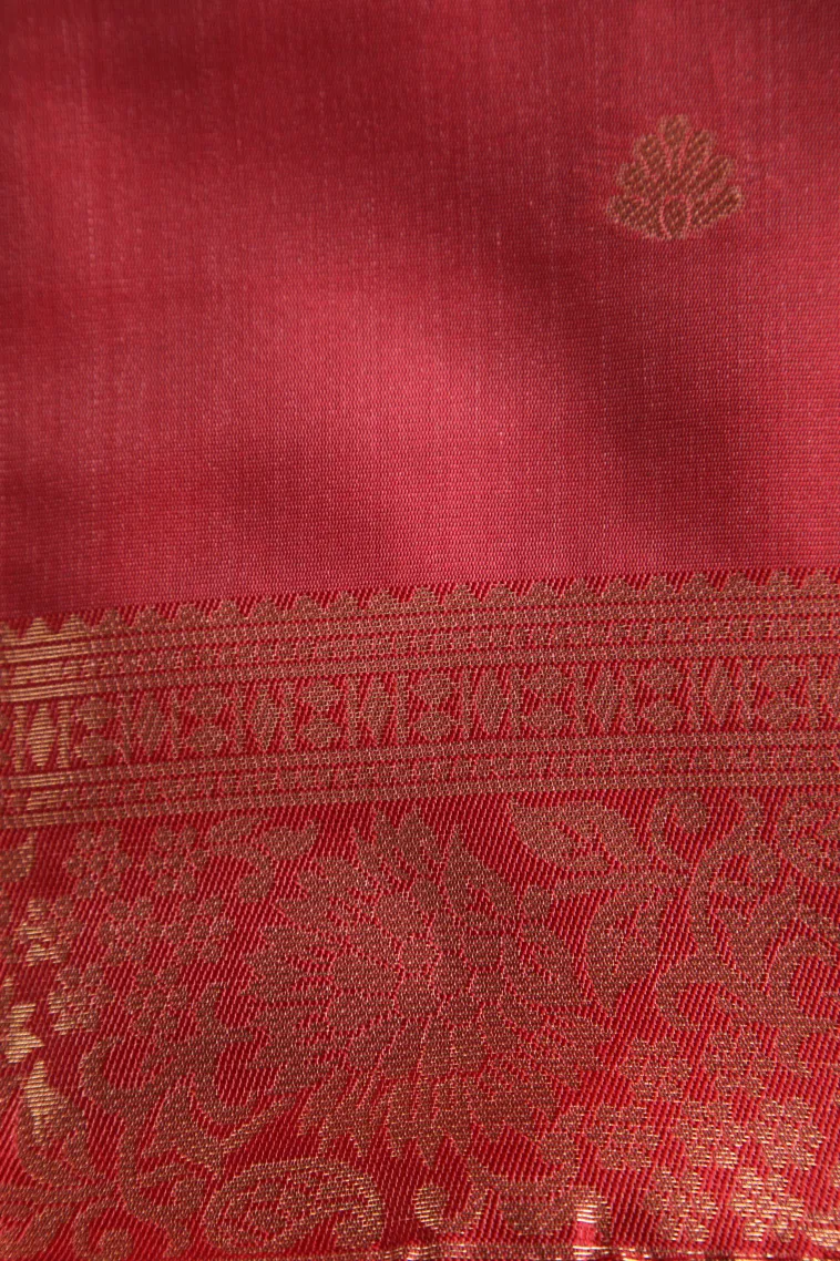 Peach Pink Apoorva Silk Sarees with Bronze Zari Geometric Shapes view 3