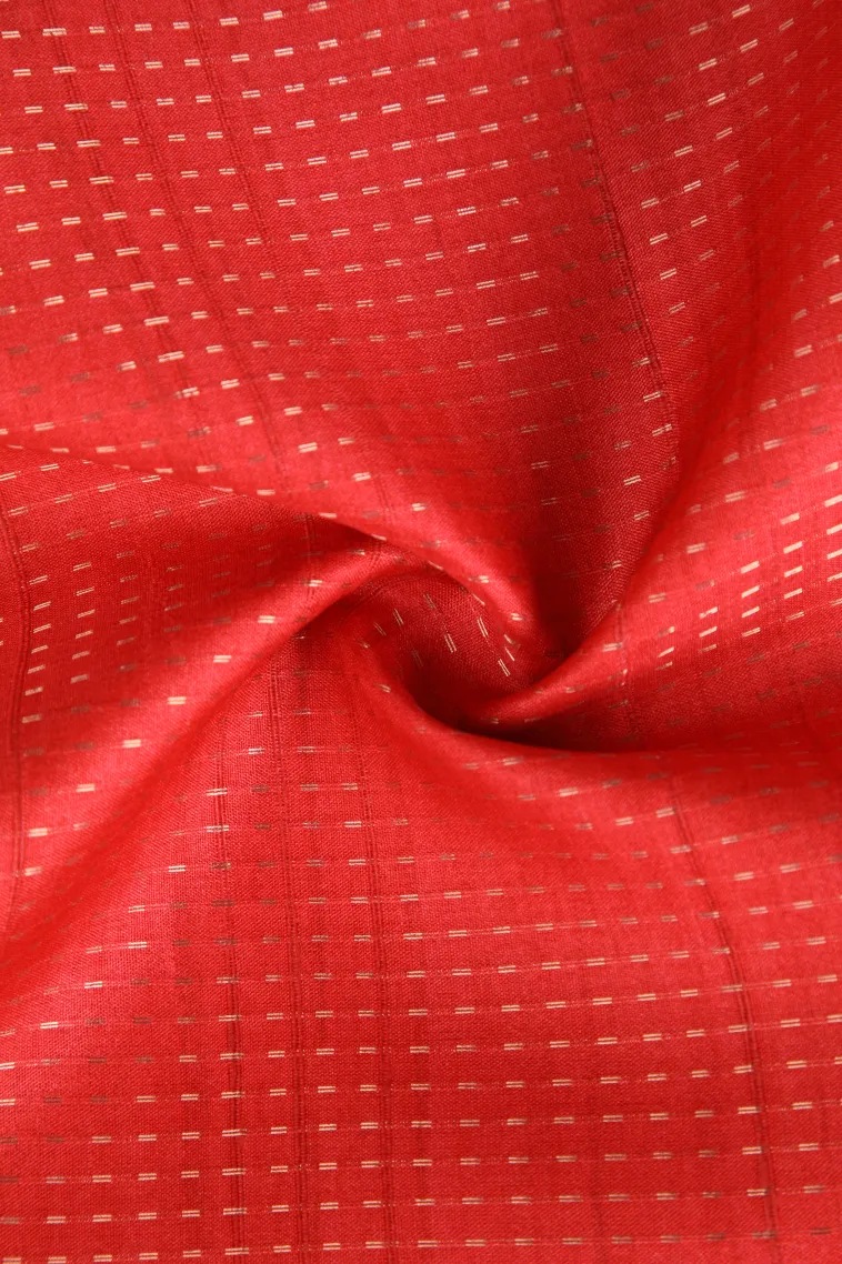Strawberry Pink Tussar Saree with Gold Zari Stripes view 4