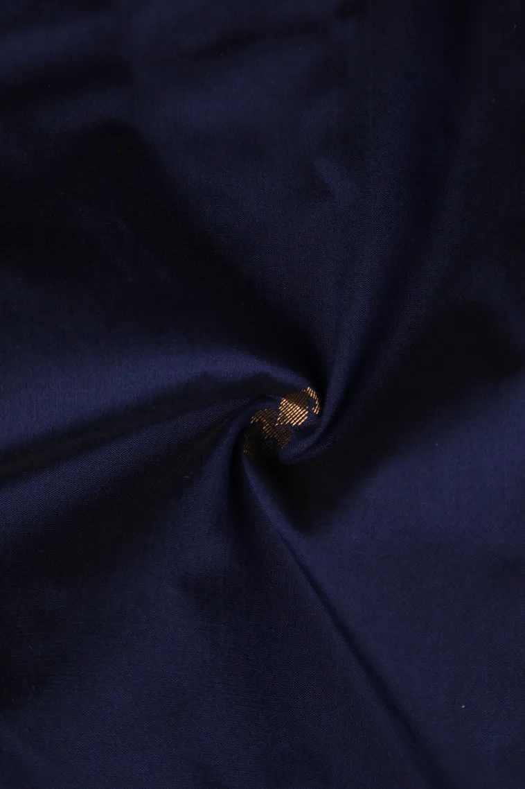 Indigo Blue Soft Silk Saree with Gold Zari Buttis (small Dots Or Motifs) view 4