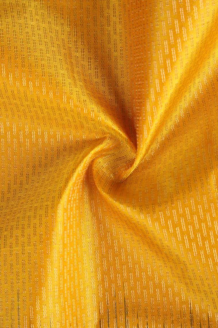 Lemon Yellow Soft Silk Saree with Silver Zari Stripes view 4