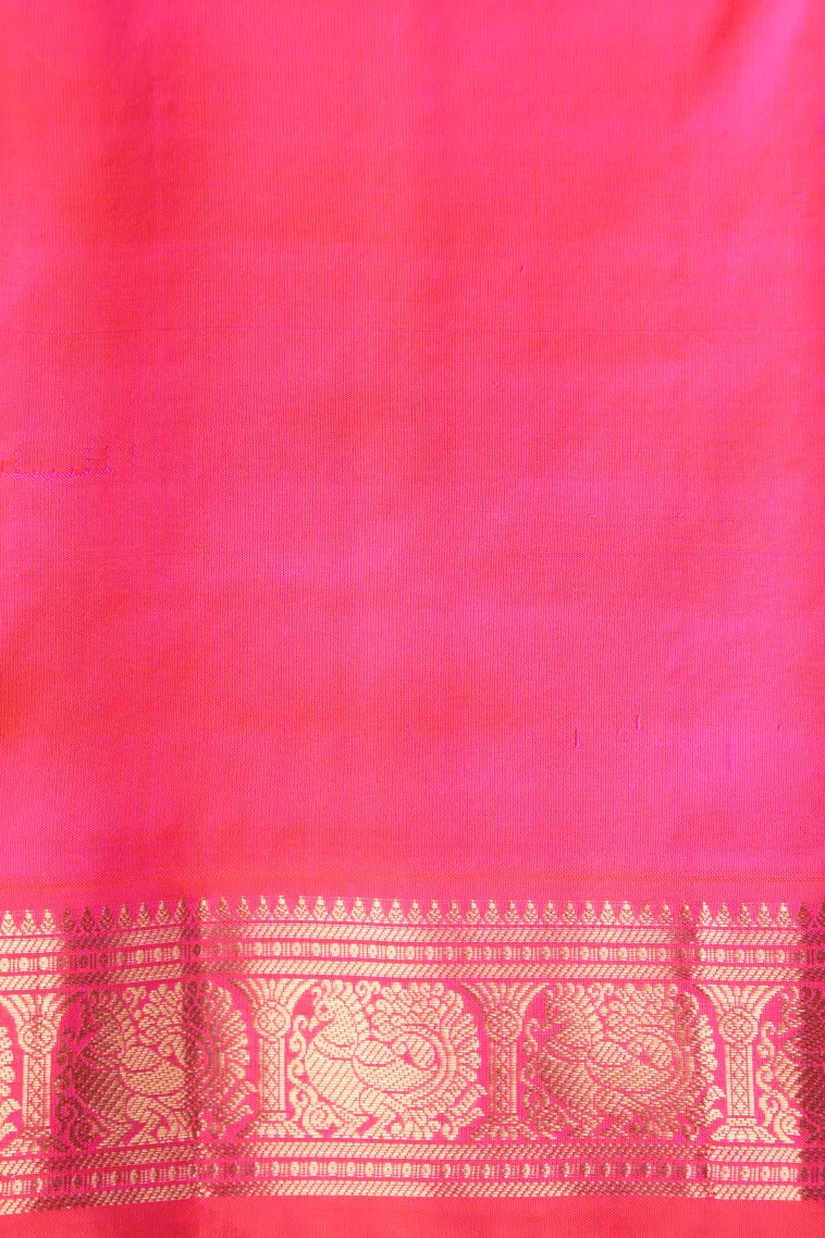 Bottle Green Soft Silk Saree with Gold Zari Peacock And Rudhractam view 3