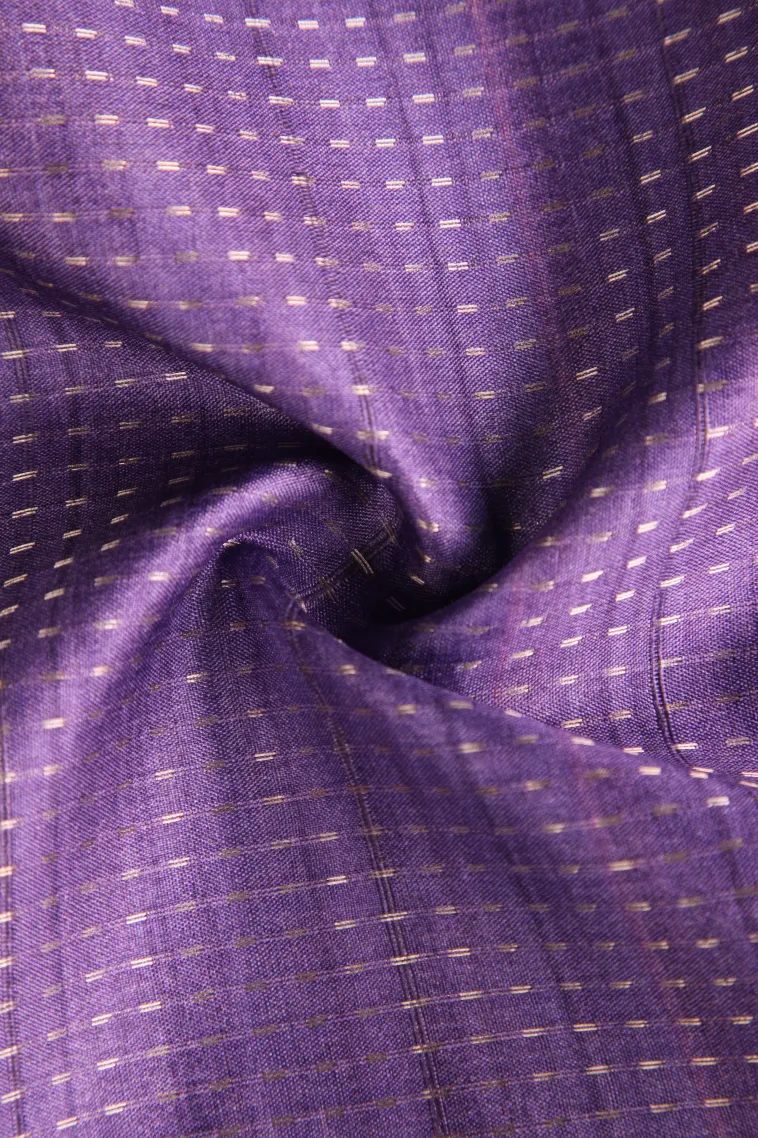 Amethyst Purple Tussar Saree with Gold Zari Stripes view 4