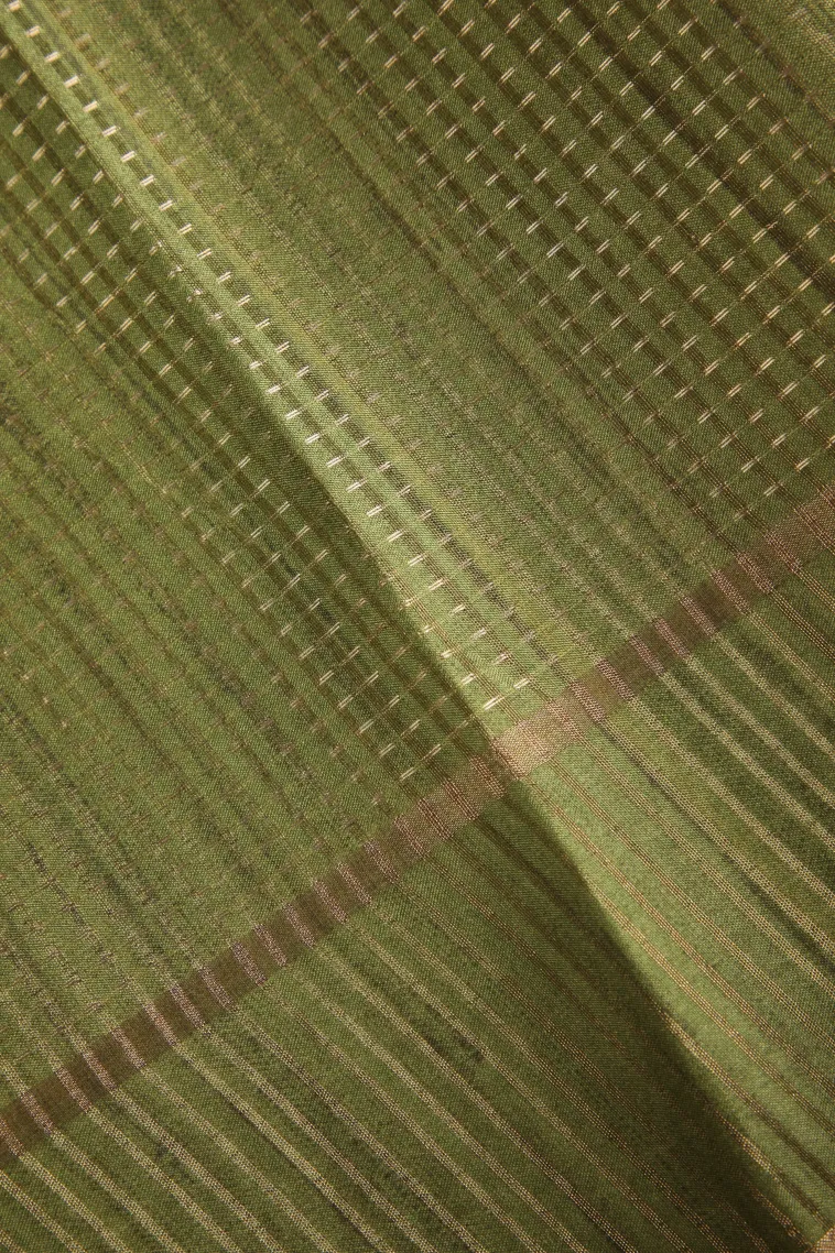 Amethyst Purple Tussar Saree with Gold Zari Stripes view 3