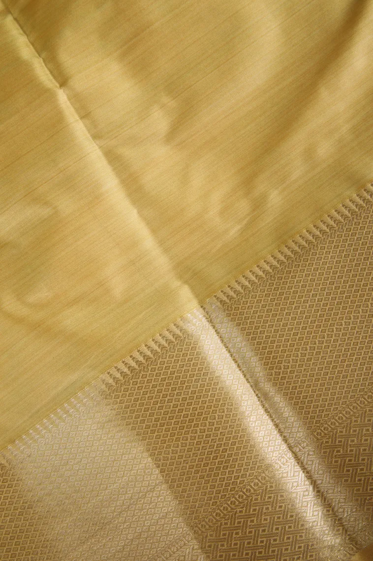 Lemon Yellow Soft Silk Sarees with Bronze Zari Floral Patterns view 3