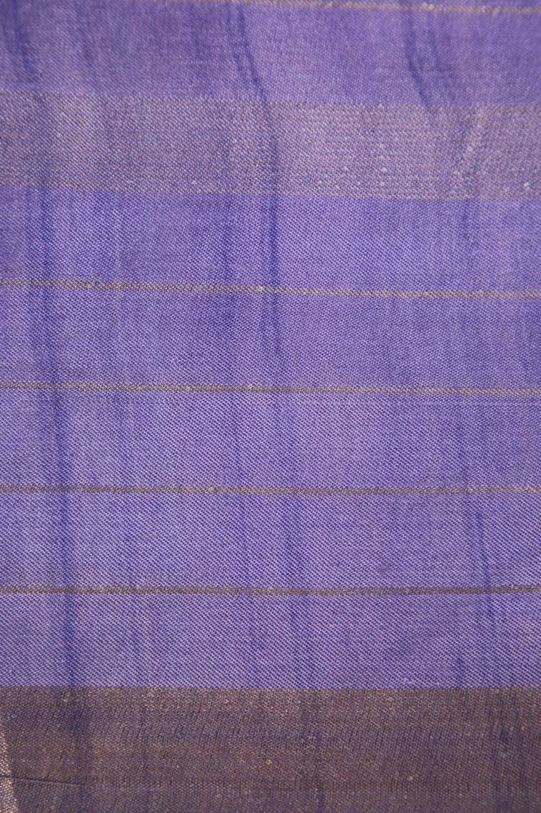 Ivory White Tussar Saree with Gold Zari Checks view 3