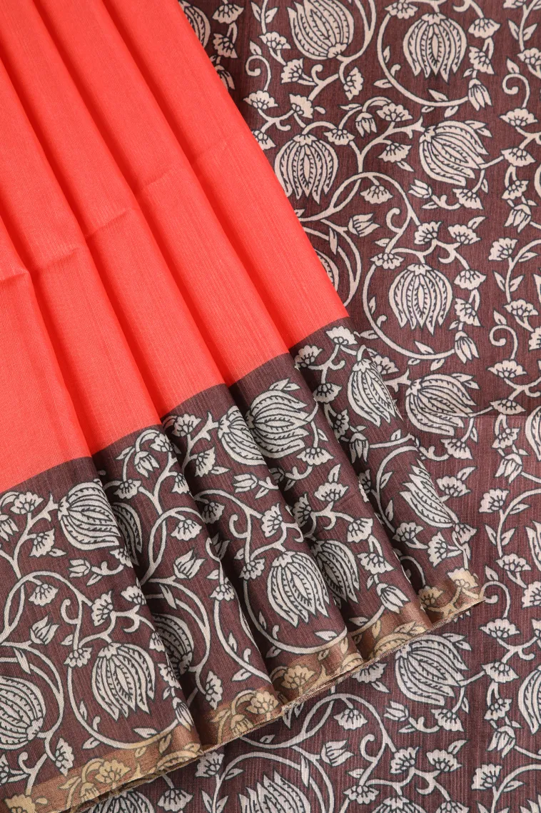 Rose Red Fancy Saree with Thread Zari Plain With Border view 1