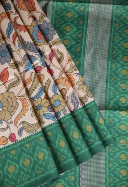 Alabaster White Fancy Saree with Thread Zari Floral Puttas