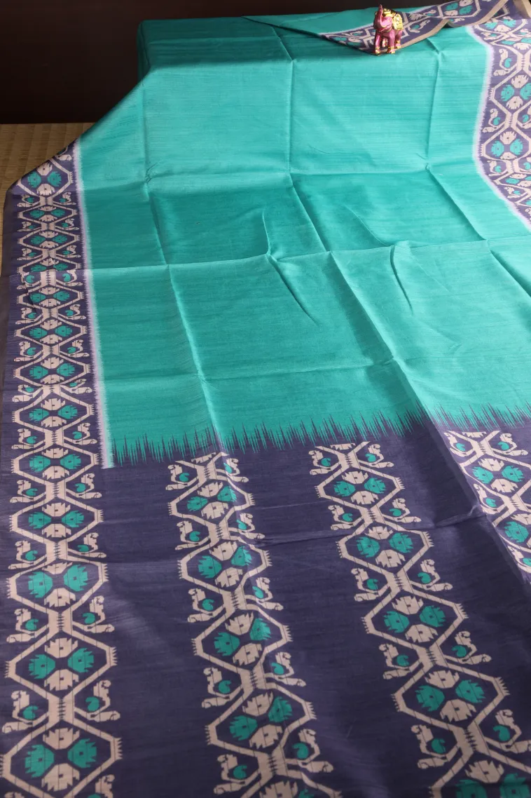 Arctic Blue Fancy Saree with Thread Zari Plain With Border view 2