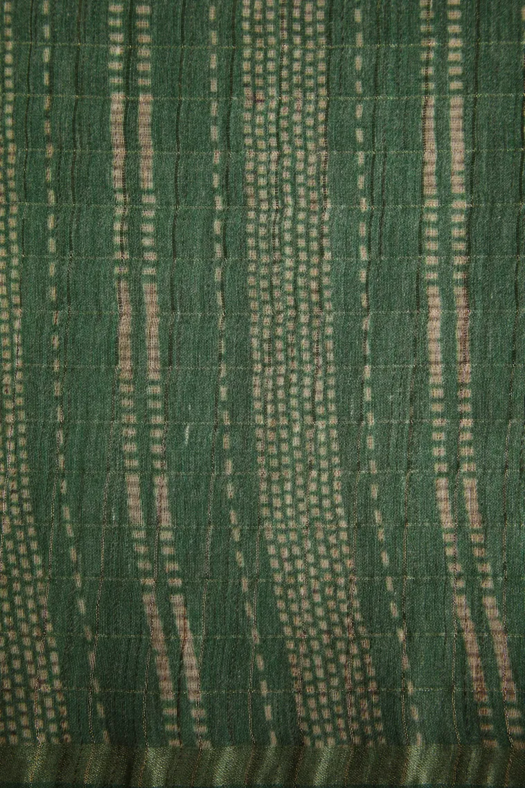 Punch Pink Semi Tussar Silk with Gold Zari Geometric Shapes view 3