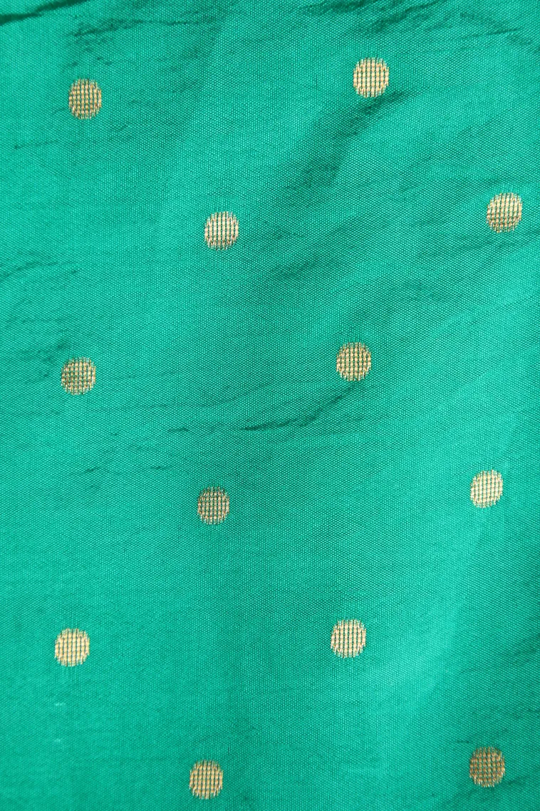Seaweed Green Raw Silk Sarees with Gold Zari Buttis (small Dots Or Motifs) view 3