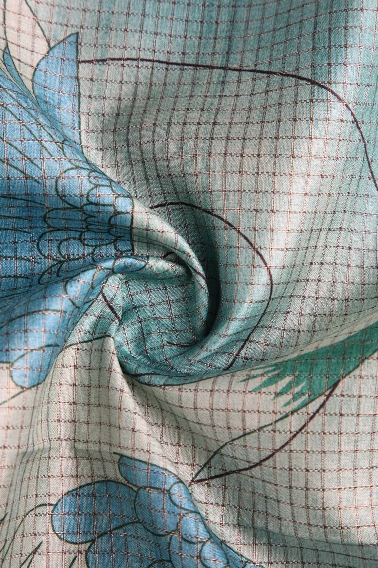 Cerulean Blue Jute Sarees with Antic Zari Animal And Bird Motifs view 4