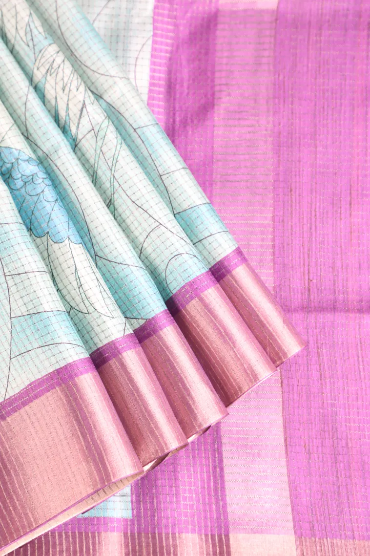 Cerulean Blue Jute Sarees with Antic Zari Animal And Bird Motifs