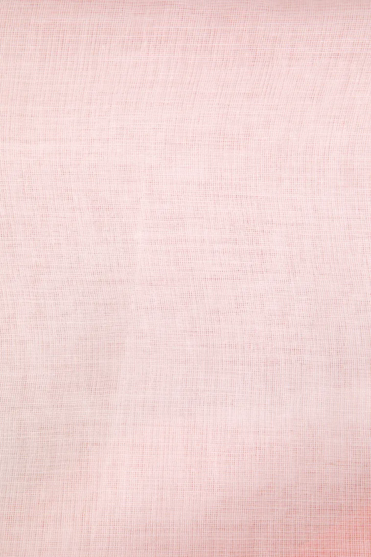 Peach Pink Linen Saree Without Zari With Flower Mottif view 3