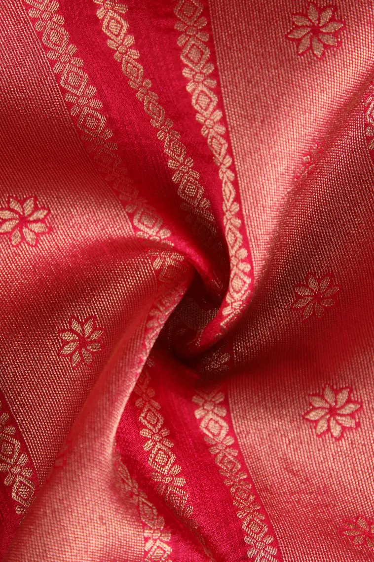 Punch Pink Banaras Sarees with Gold Zari Animal Mottif view 4