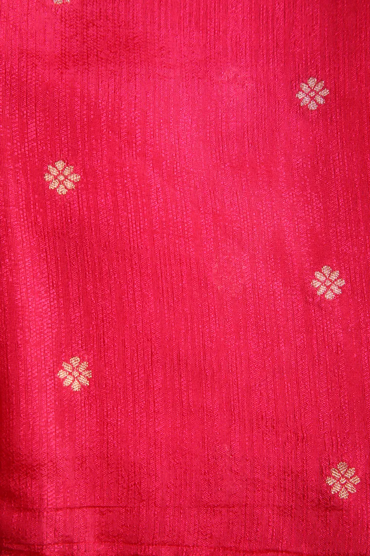 Punch Pink Banaras Sarees with Gold Zari Animal Mottif view 3