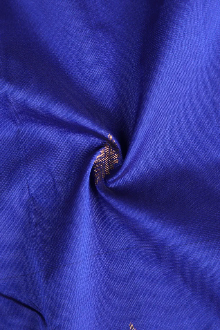 Admiral Blue Soft Silk Saree with Gold Zari Buttis (small Dots Or Motifs) view 4