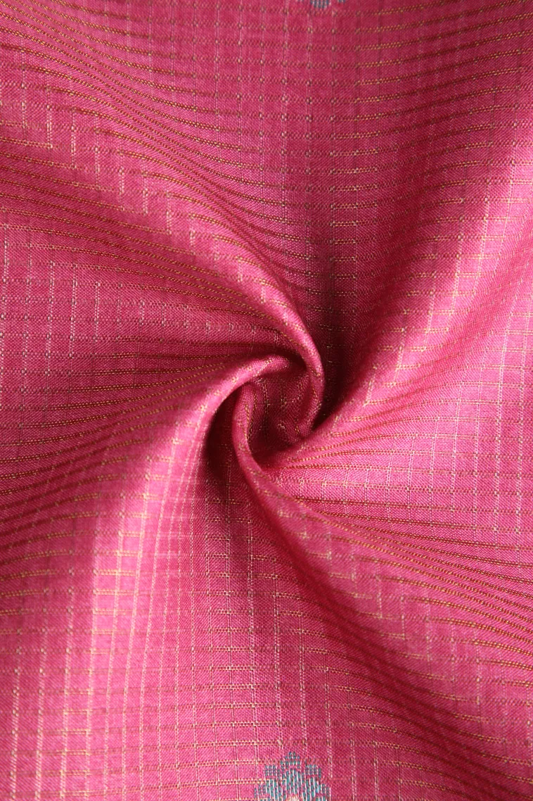 Rouge Pink Tussar Saree Without Zari With Floral Patterns view 4
