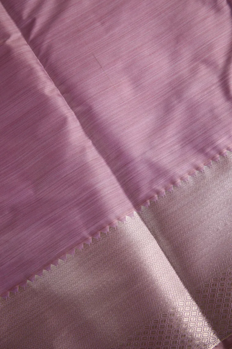 Periwinkle Purple Soft Silk Sarees with Bronze Zari Floral Patterns view 3