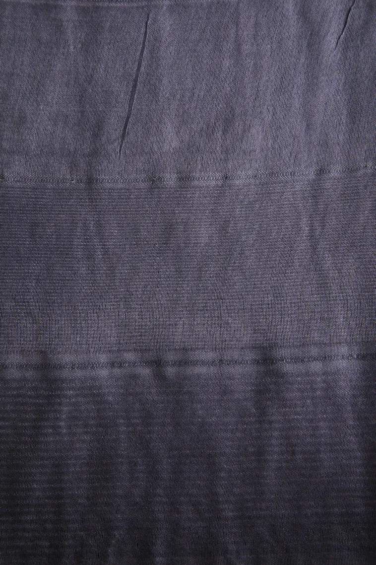 Indigo Blue Semi Tussar Silk with Thread Zari Checks And Puttas view 3