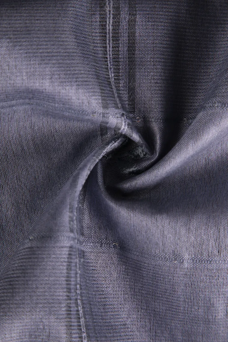 Indigo Blue Semi Tussar Silk with Thread Zari Checks And Puttas view 4