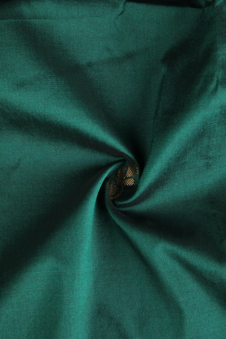 Bottle Green Soft Silk Saree with Gold Zari Buttis (small Dots Or Motifs) view 4