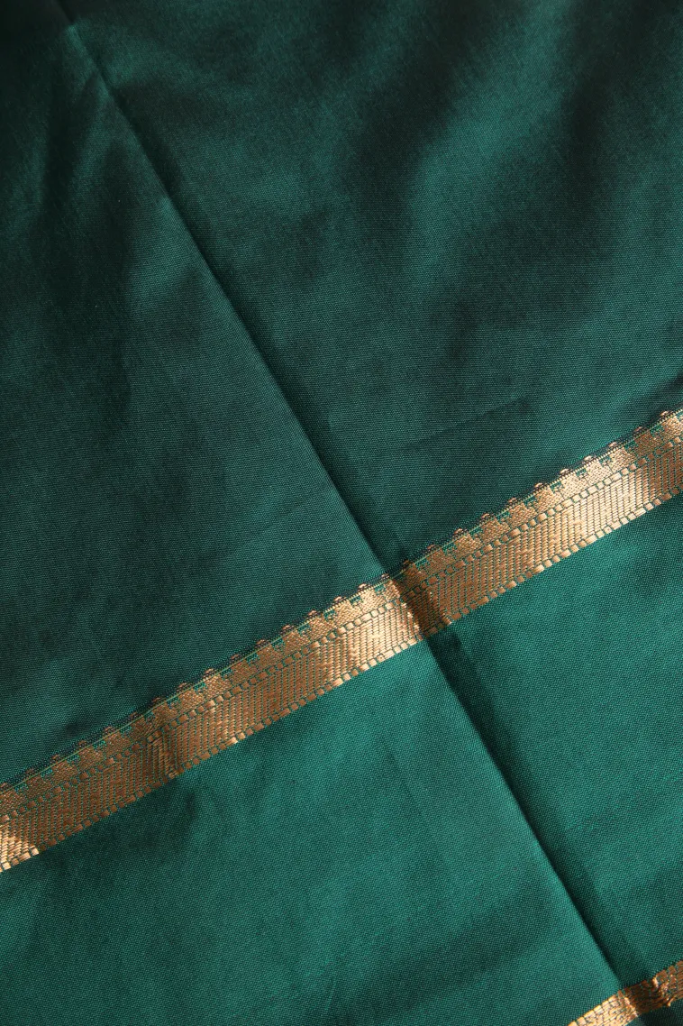 Bottle Green Soft Silk Saree with Gold Zari Buttis (small Dots Or Motifs) view 3