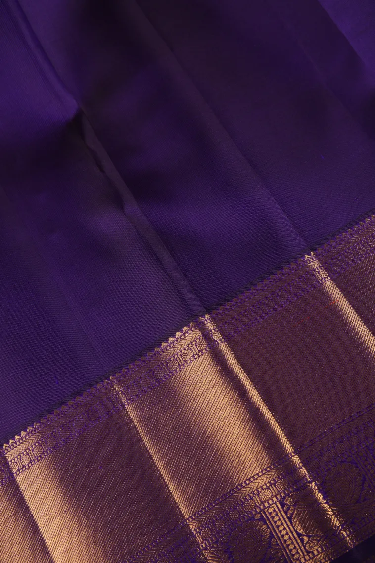 Mauve Purple Kanchipuram Silk Sarees with Gold Zari Floral Patterns view 3