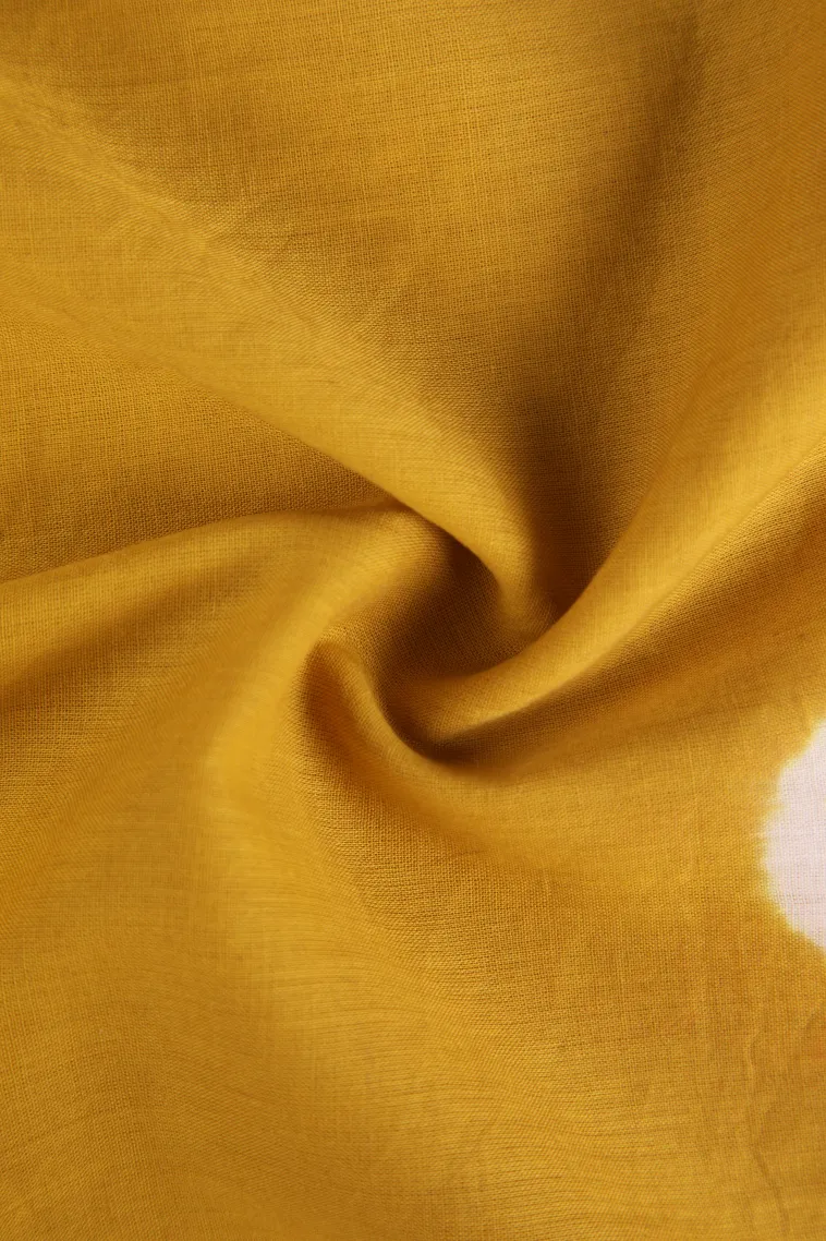 Lemon Yellow Mul Mul Cotton Without Zari With Pathik Motifs view 4