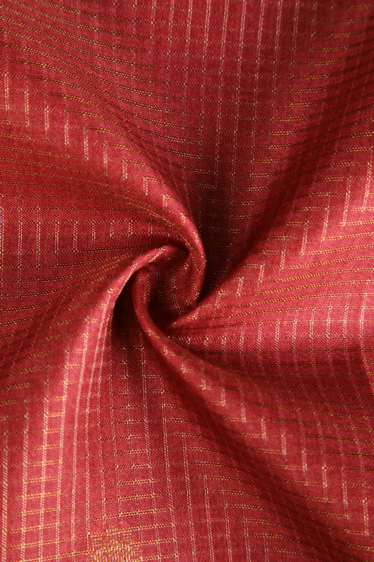 Dawn Red Tussar Saree Without Zari With Floral Patterns view 4