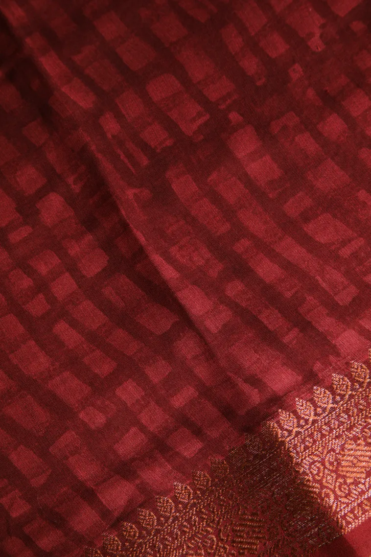 Peanut Brown Chanderi Cotton Sarees with Copper Zari Floral Patterns view 3
