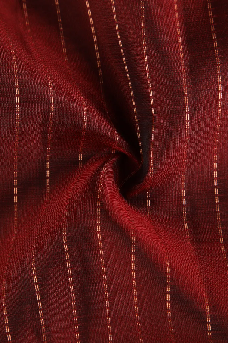 Berry Red Soft Silk Saree with Copper Zari Straipes And Puttas view 4
