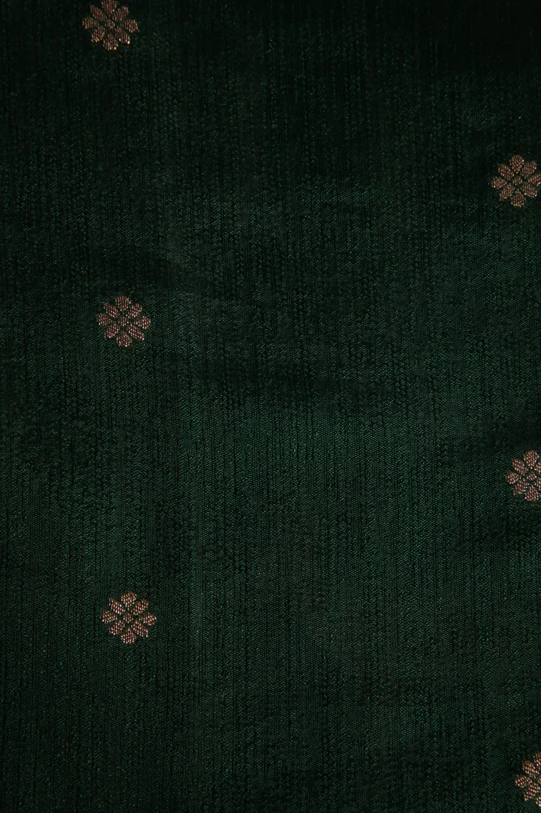 Seaweed Green Banaras Sarees with Gold Zari Animal Mottif view 3